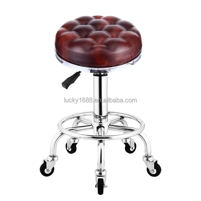 High quality PU leather high foot 360 degree swivel lift chair adjustable bar stool round