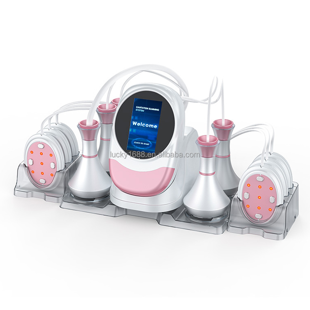 New upgrade 6 in 1 kim 8 slimming system rf vacuum lipo beauty machine 80k with ems laser pads