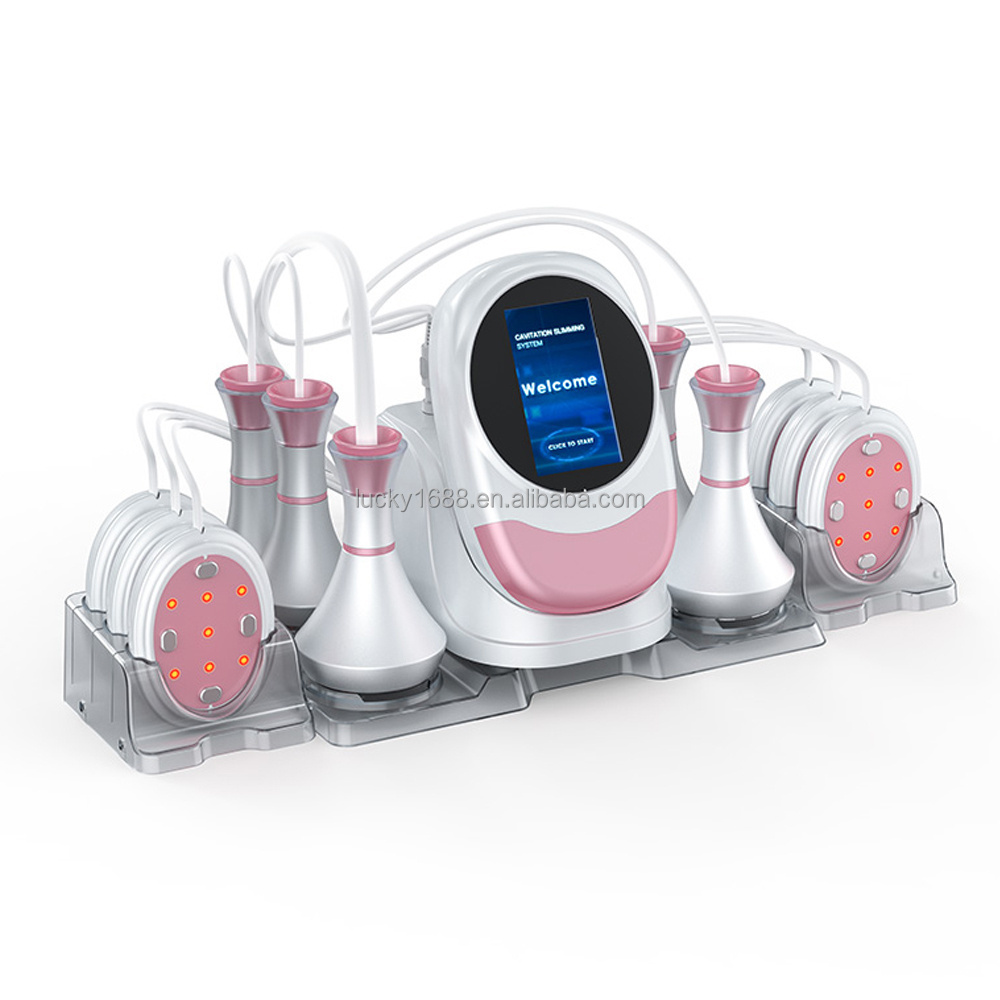 New upgrade 6 in 1 kim 8 slimming system rf vacuum lipo beauty machine 80k with ems laser pads