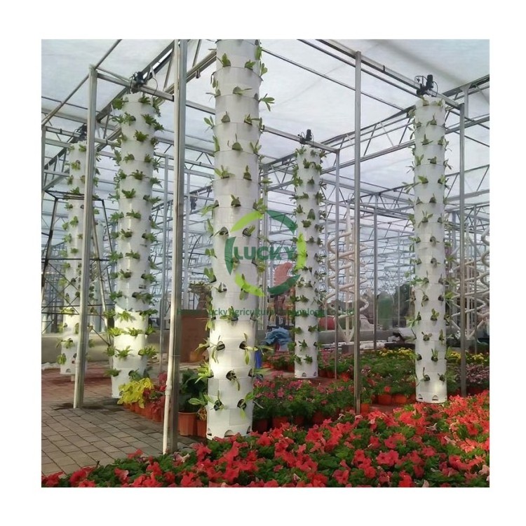 New Agricultural Greenhouse Vertical Petal Aeroponic Tower Growing System For Strawberry And Leaf Vegetables Rotating Farming