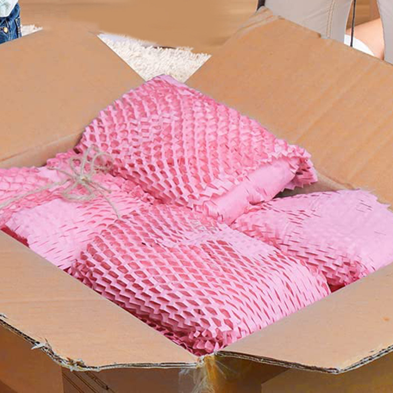 Factory Direct High Quality Pink Cushion Vellum Craft Packaging Kraft Roll Honeycomb Wrapping Paper