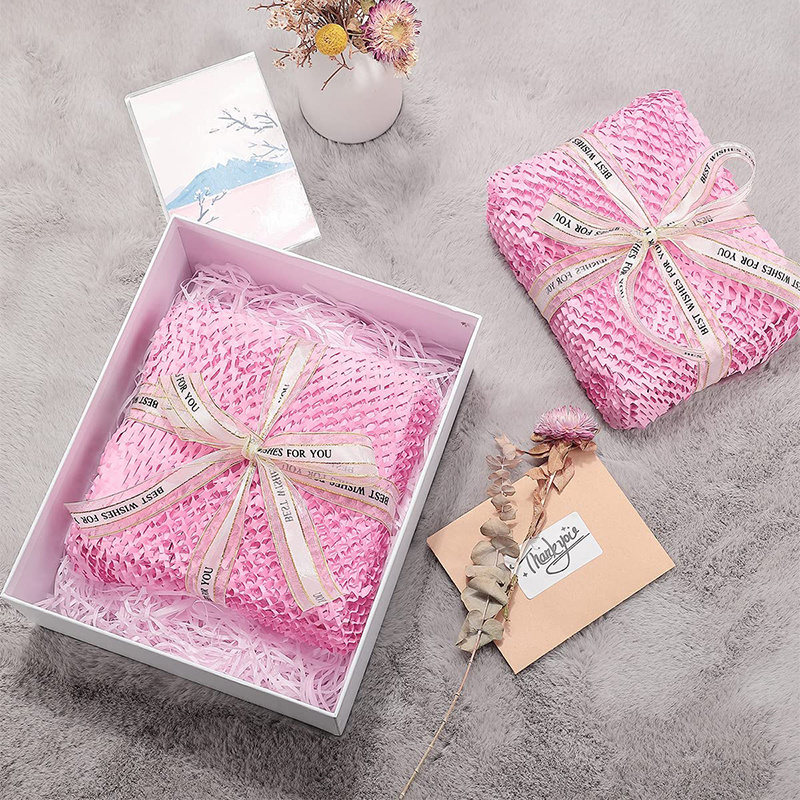 Factory Direct High Quality Pink Cushion Vellum Craft Packaging Kraft Roll Honeycomb Wrapping Paper