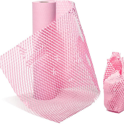 Factory Direct High Quality Pink Cushion Vellum Craft Packaging Kraft Roll Honeycomb Wrapping Paper