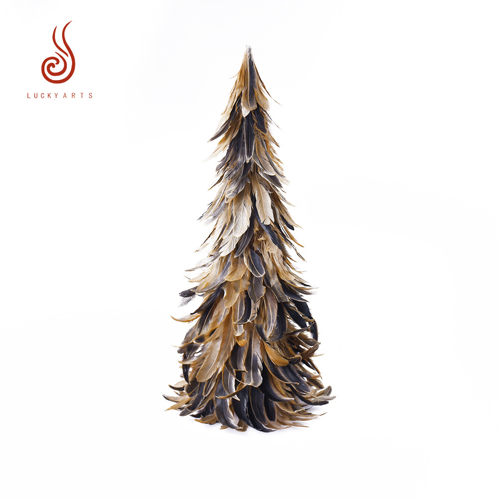 Manufacturer Wholesale Fashion 60cm yellow cock feather Christmas tree