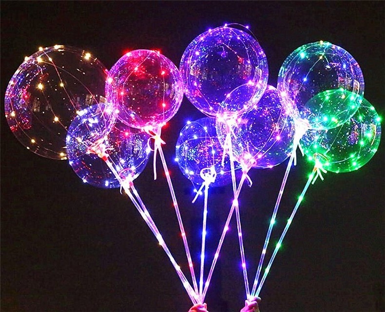 Pvc round shape Balloons Tpu Bubble 20 inch Clear transparent led balloon bobo balloons with led lights stick event decor