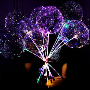 Pvc round shape Balloons Tpu Bubble 20 inch Clear transparent led balloon bobo balloons with led lights stick event decor