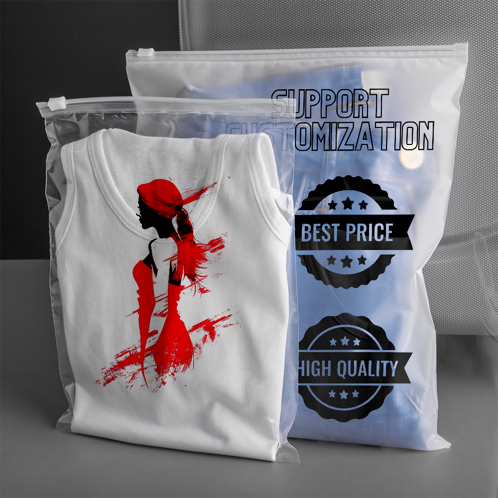 Large Storage Swimwear Packaging Eco Polybag Custom Plastic Logo T-shirt Frosted Zipper Bags Transparent Ziplock Bag For Clothes