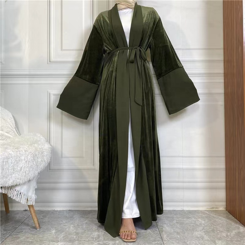 Zifeng OEM Vetements Femme 2022 Islamique New Velvet Plain Long-sleeved Cardigan Islamic Dress Abaya