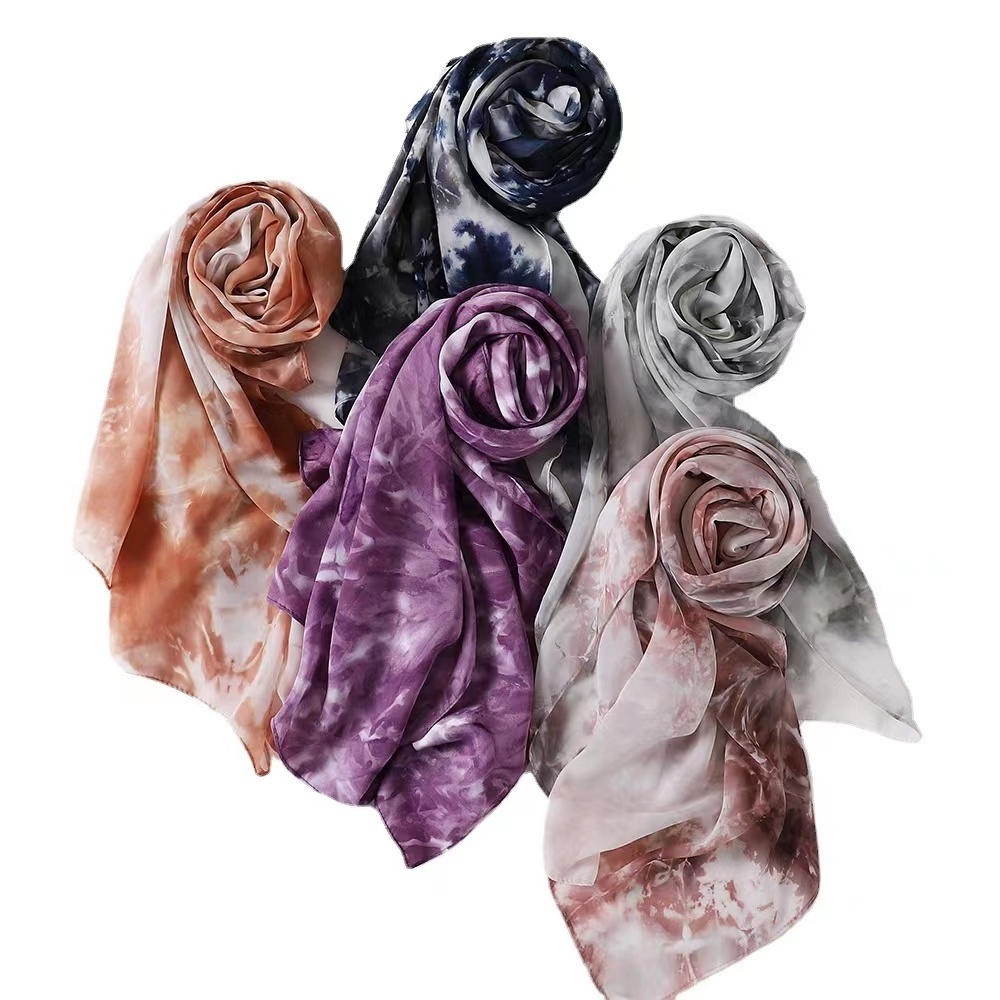 2022 New Fashion Hijab Tie Dye Chiffon Scarf For Women  Bubble Chiffon Instant Hijab Women Spring/Summer