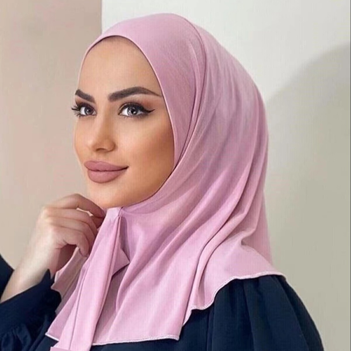 Ready Hijab with Snap Fastener Breathable Muslim Headscarf Bonnet Plain Neck Head Shawls Women's Turban Hat Islam hat