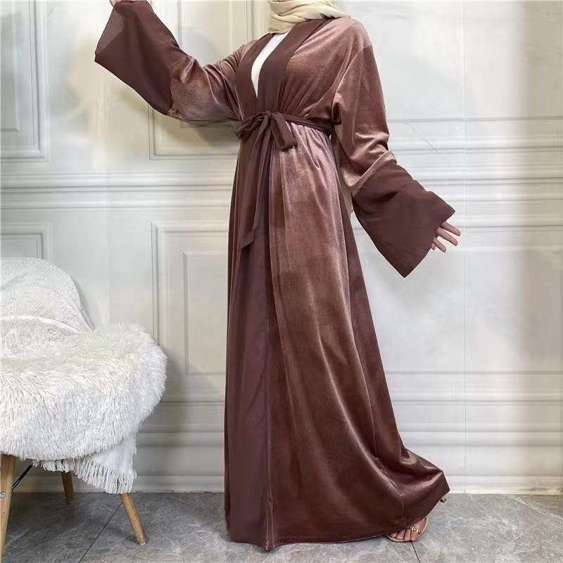 Zifeng OEM Vetements Femme 2022 Islamique New Velvet Plain Long-sleeved Cardigan Islamic Dress Abaya