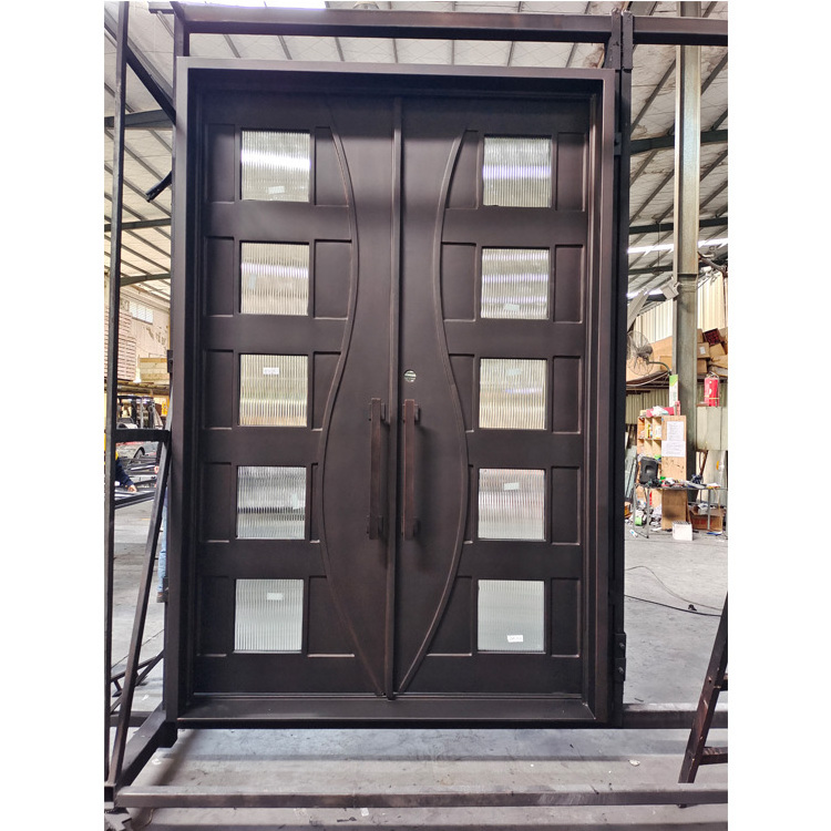 Wholesale Security Exterior Iron Entry Swing Professional Modern Wrought Used Commercial Steel Doors with Glass