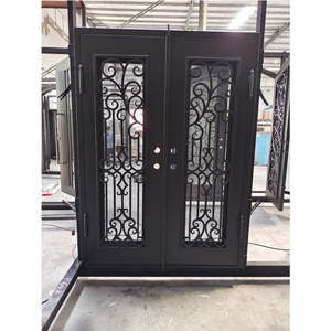 Factory Price Main Entrance Metal Wrought Iron Door With Flower Grill Design Iron Doors Exterior