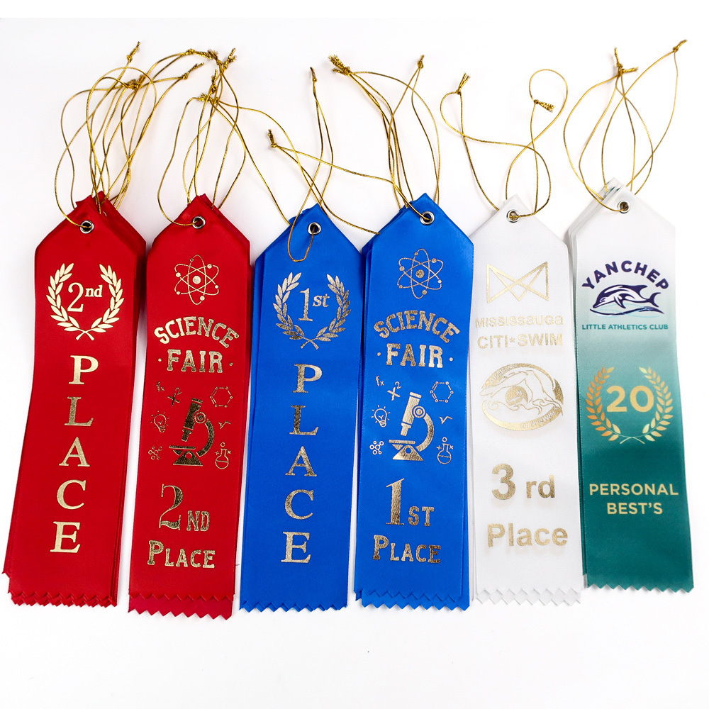 custom trade print sport award satin ribbon for badges