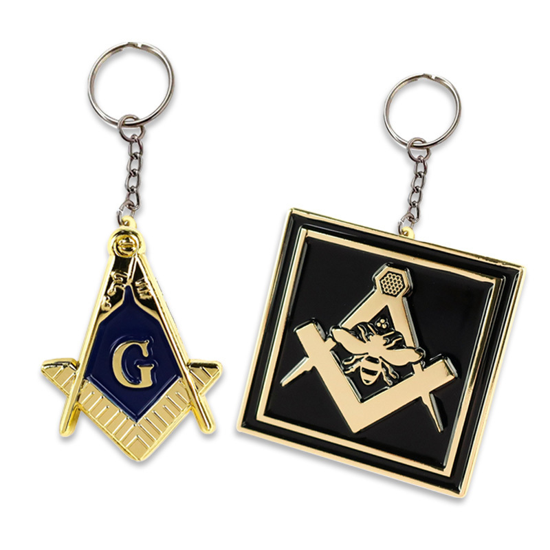 Bulk custom cross key chains gold metal crafts pendant gold key purse charm masonic keychain