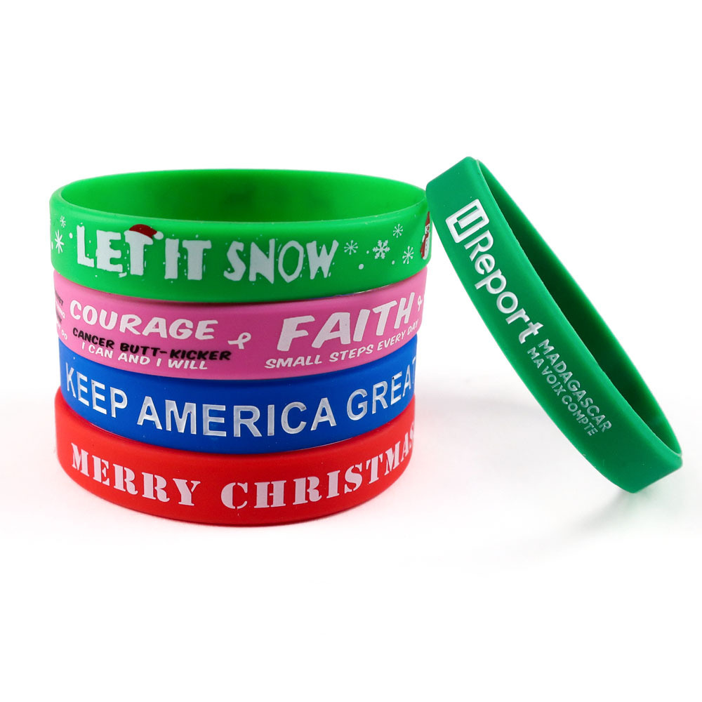 promotional cheap custom name rubber silicone eco friendly printed bracelet wristbands with logo custom