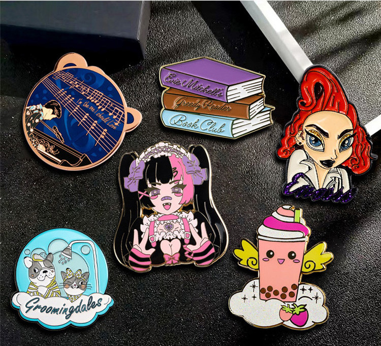 Wholesale personalized Custom design your own logo cartoon anime hat badges cute enamel metal pins for clothes