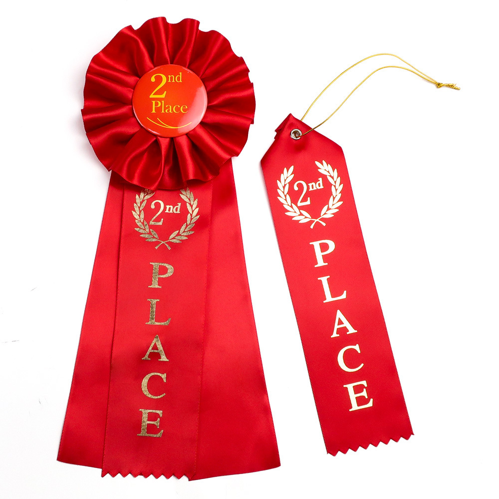 promotional cheap designer printed Satin Ribbon Badge corsage award ribbons