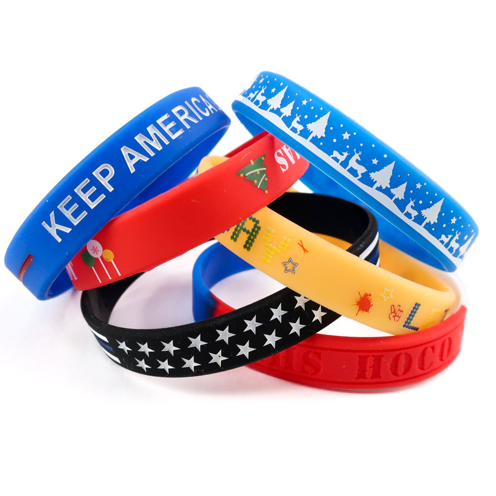 promotional cheap custom name rubber silicone eco friendly printed bracelet wristbands with logo custom