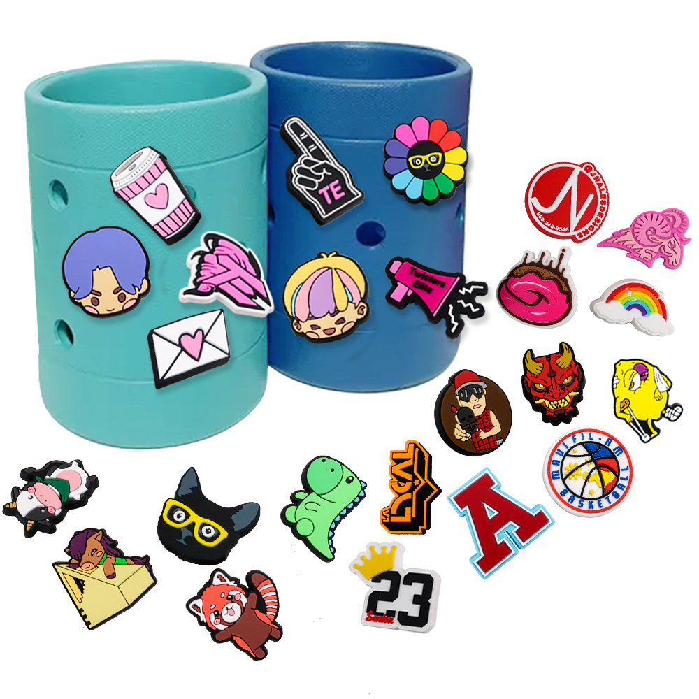 Cheap kawaii Waterproof Pen Case custom stationery mesh accessories plastic round Pencil Cup holder charms