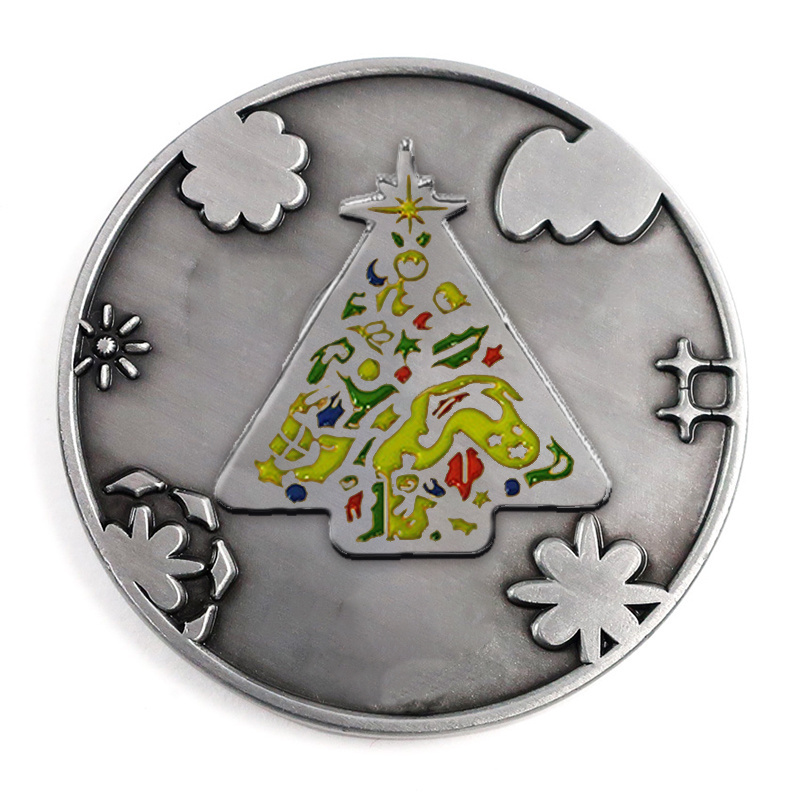 wholesale Silver Plated Commemorative Santa Custom Metal Christmas Gift Coin Collection For Children