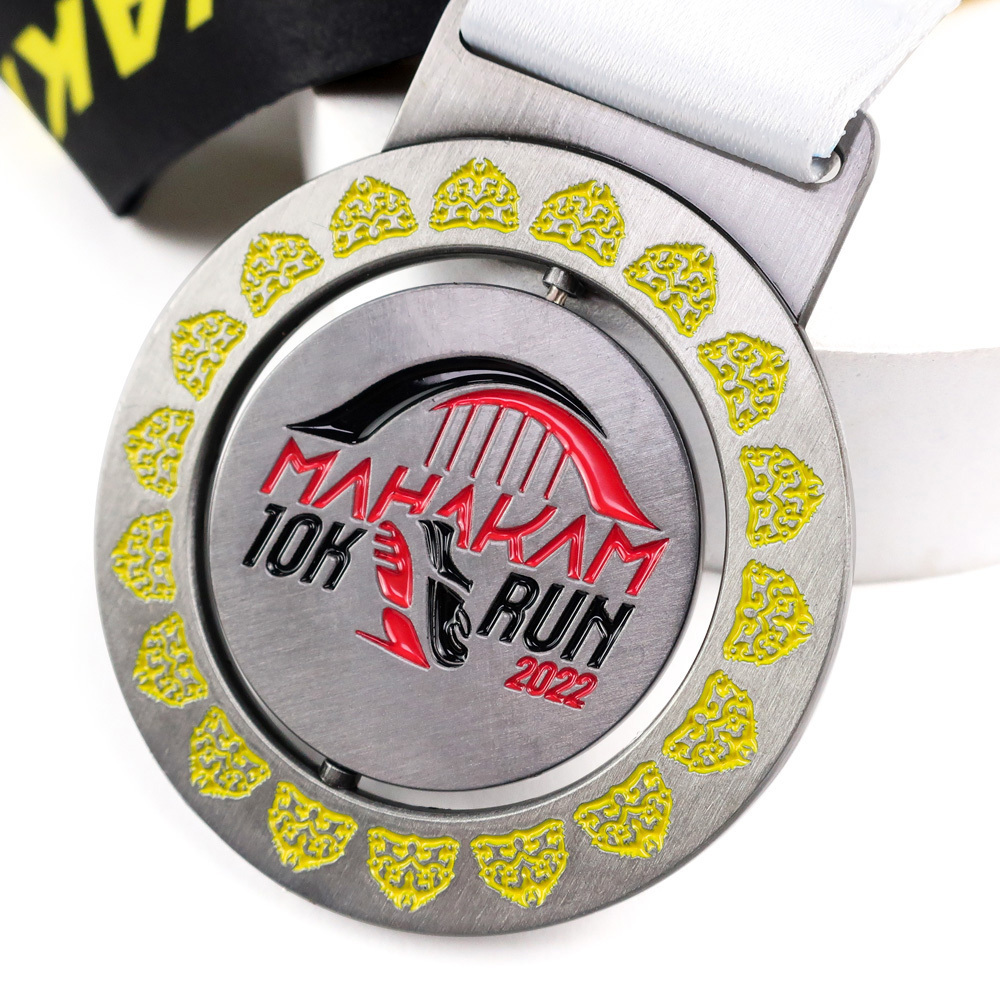 Free design custom fun metal round shape enamel gold silver brass plating race running medals