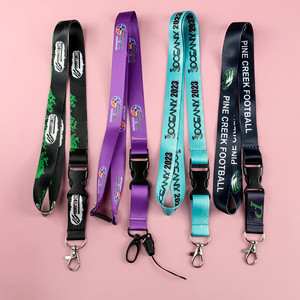 No minimum order cheap custom polyester sublimation printed logo colorful plain breakaway sports lanyard