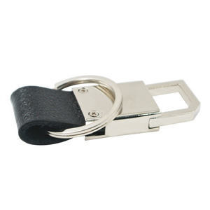 Luxury OEM Custom Blank Leather Metal Car part Keychain With clasp