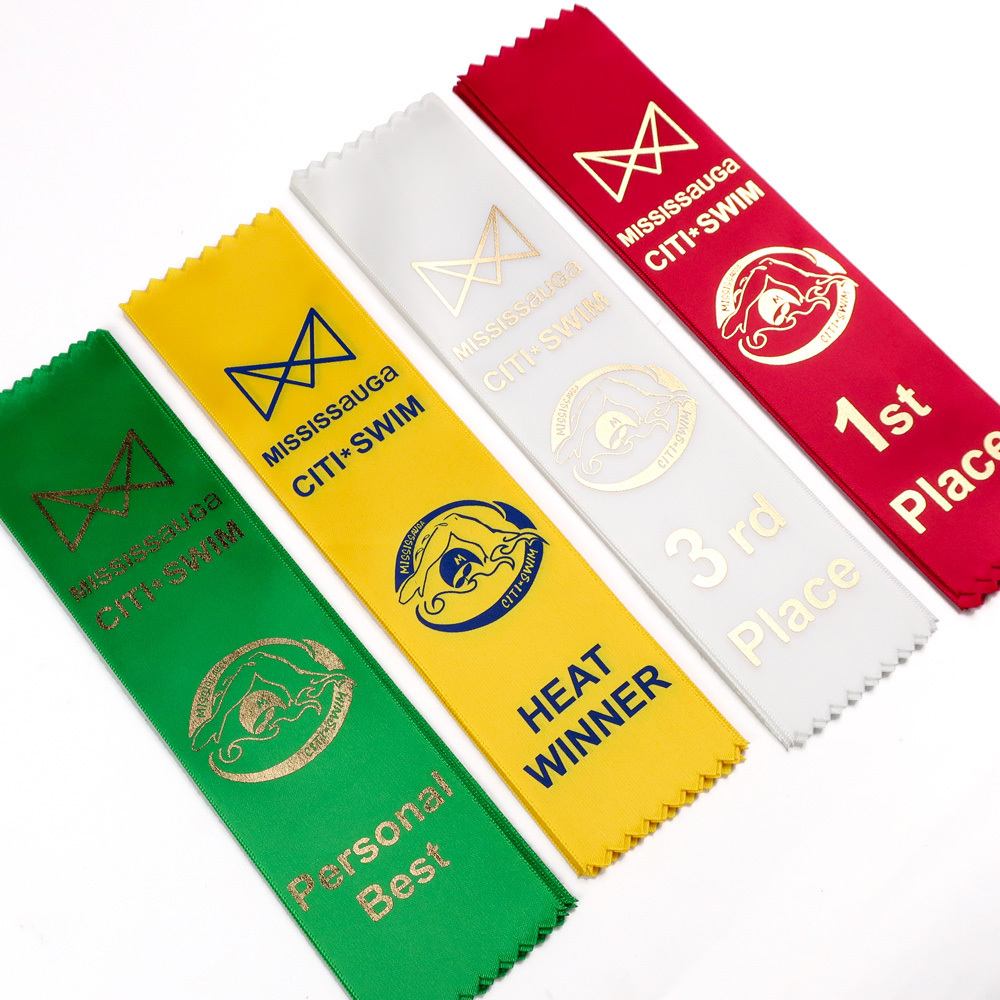 custom trade print sport award satin ribbon for badges