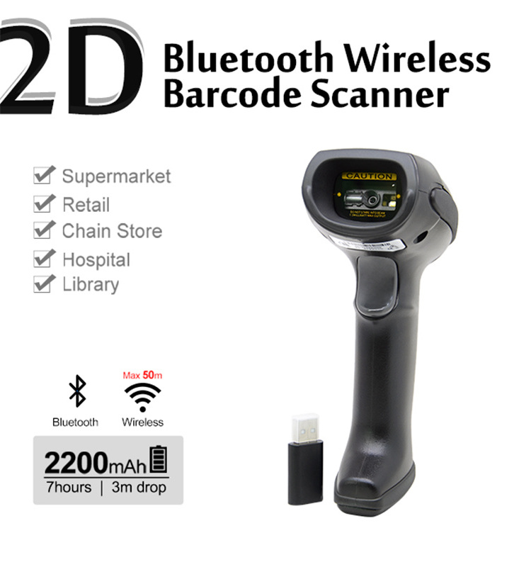 Bluetooth 2D QR Code Scanner USB Wireless Portable 2d 1d qr Barcode Scan Reader