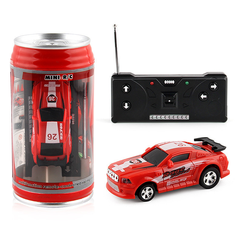 Portable Pocket Toy Car with 4PCS Roadblocks Cans Mini RC Car Models