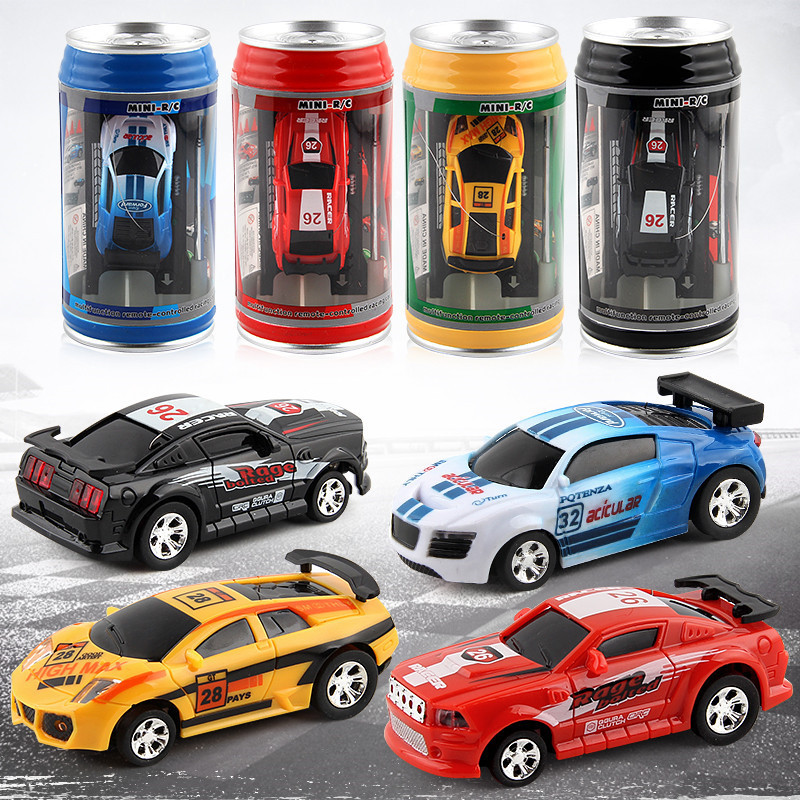 Portable Pocket Toy Car with 4PCS Roadblocks Cans Mini RC Car Models