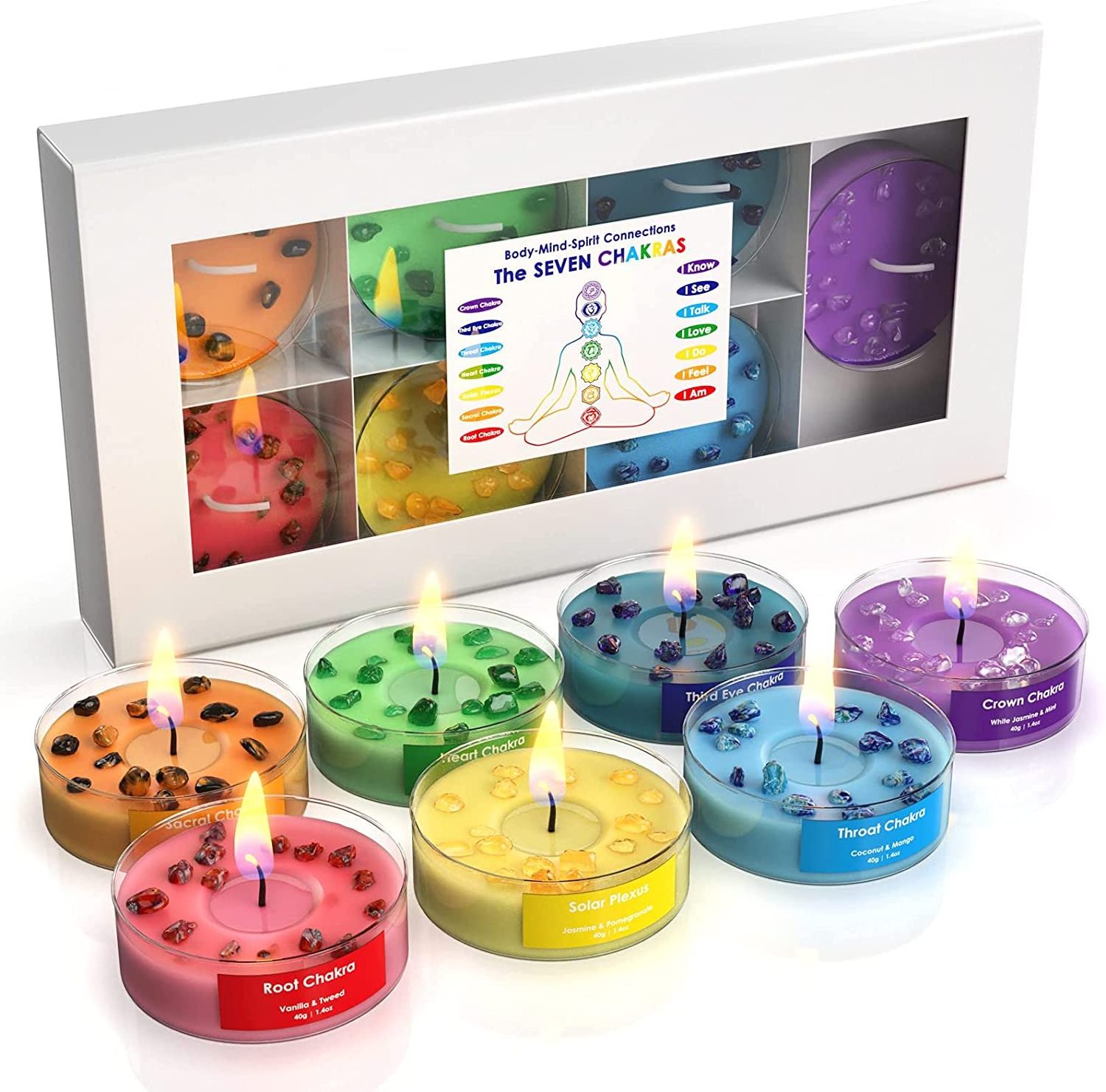 Wholesale 7 Day Mega Glass Rainbow Color Devotional Religious Prayer Candle Candles Scent Pack of Aromatherapy Candle Set