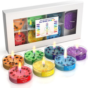 Wholesale 7 Day Mega Glass Rainbow Color Devotional Religious Prayer Candle Candles Scent Pack of Aromatherapy Candle Set