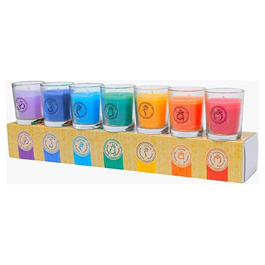 Chakra Candles Set of 7  Meditation Crystal Scented Candles Gift Set for Women Spiritual Healing  Religious Prayer Candle