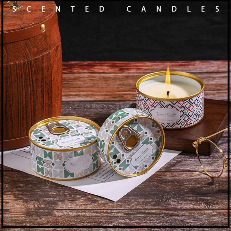 Wholesale candles private label round handmade tin jar natural fragrance soy wax travel scented candles