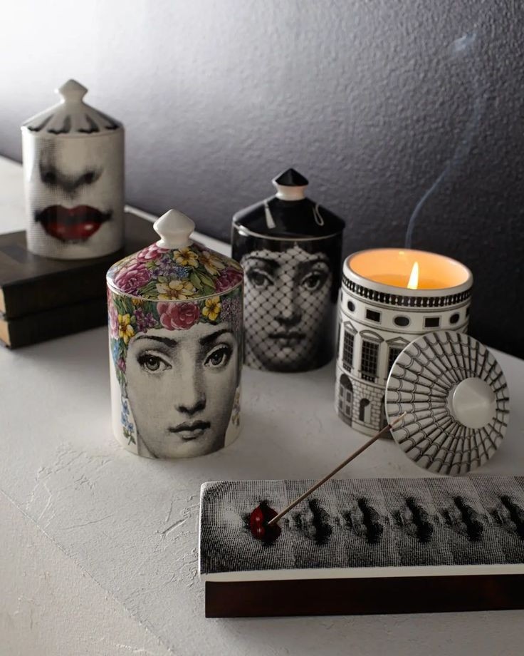 ENO factory custom ceramic human face Creative candle jar with soybean wax cotton wick handmade Scented candles