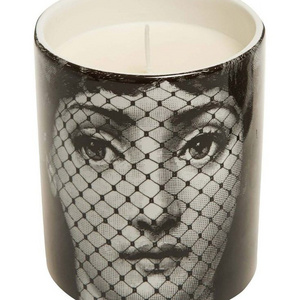 ENO factory custom ceramic human face Creative candle jar with soybean wax cotton wick handmade Scented candles