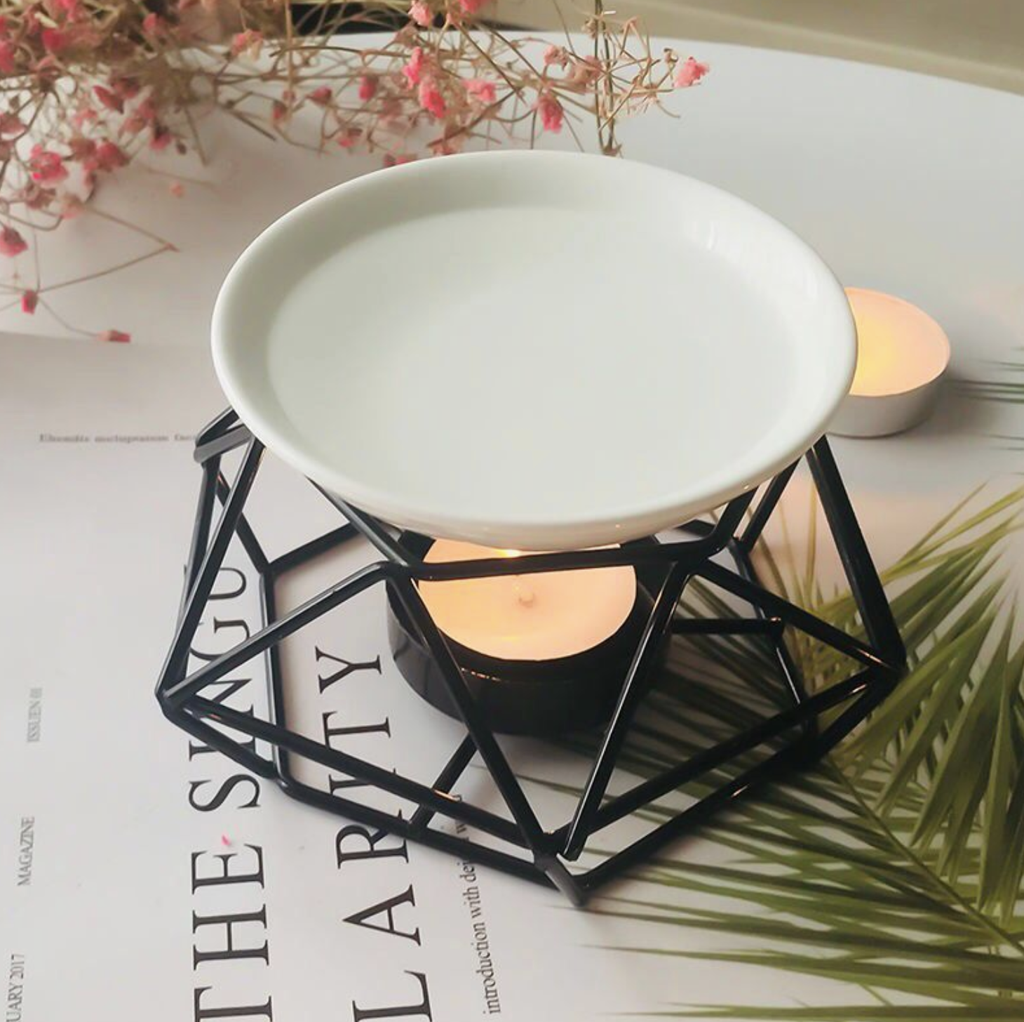 Iron Ceramic Tealight Holder Essential Oil Burner Aromatherapy Wax Candle Warmer Diffuser Aroma  Warmers Porcelain Decoration