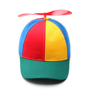 Custom Design Colorful Patchwork Cotton Funny Baseball Children Caps 6 Panels Propeller Hats