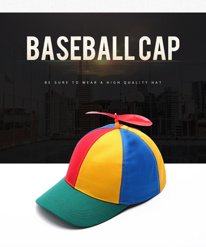 Custom Design Colorful Patchwork Cotton Funny Baseball Children Caps 6 Panels Propeller Hats