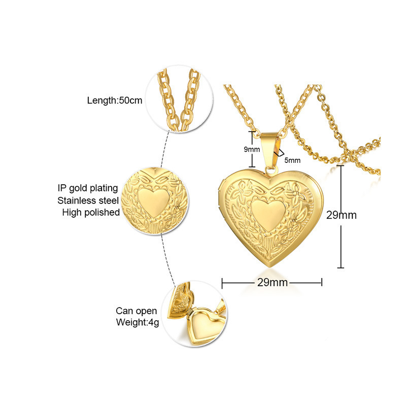 fashion custom logo personalized 18k gold plated heart necklace stainless steel