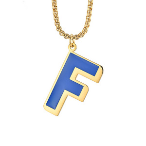 Hot selling 14k 18k 24k real gold plated enamel letter necklaces stainless steel jewelry manufacturer jewelry for girl and women