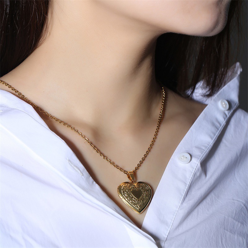 fashion custom logo personalized 18k gold plated heart necklace stainless steel