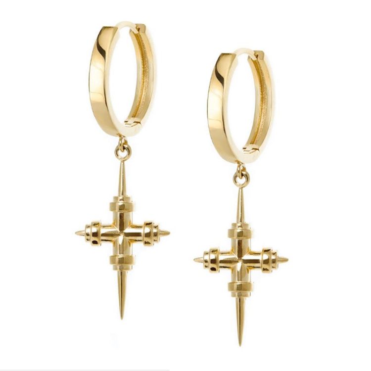 Fashion men's stainless steel cross earrings men