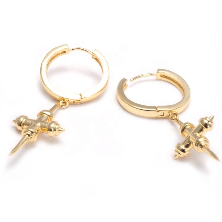 Fashion men's stainless steel cross earrings men