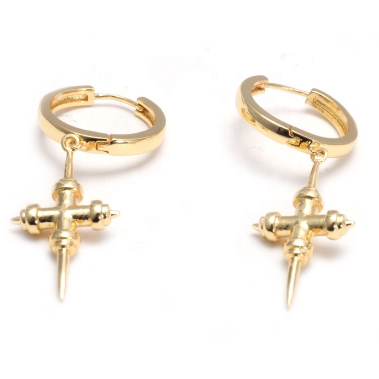 Fashion men's stainless steel cross earrings men