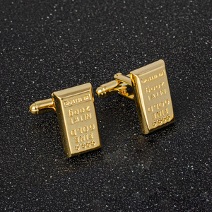 Personalized creative gold bar cufflinks men's gold plated brass Cufflinks