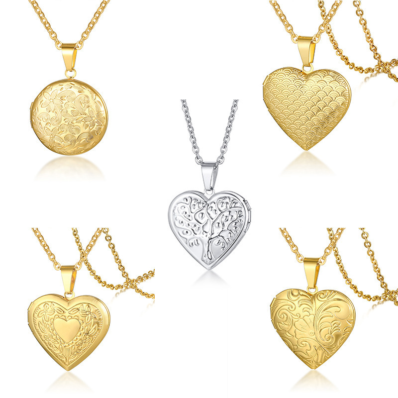 fashion custom logo personalized 18k gold plated heart necklace stainless steel