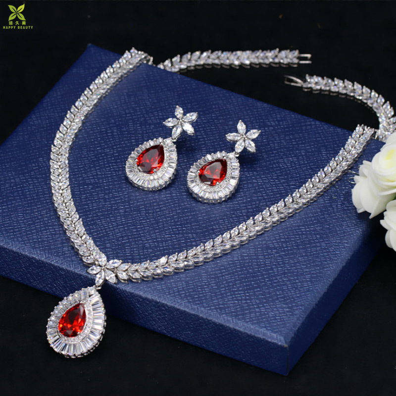 Crystal Main Stone and Necklace and Earring Sets Jewelry Sets Type bridal wedding jewelry set